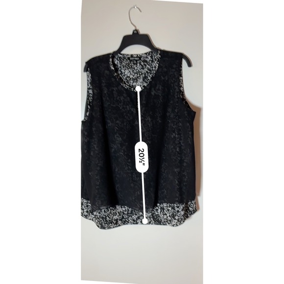 Ellen Tracy Black & White Floral Sleeveless Blouse Top Plus Size XL - Picture 5 of 12